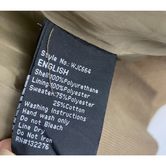 LOCK & LOVE Hooded Aviator Waxed Jacket Women XL Tan Faux Leather Bikercore NEW - Picture 9 of 12